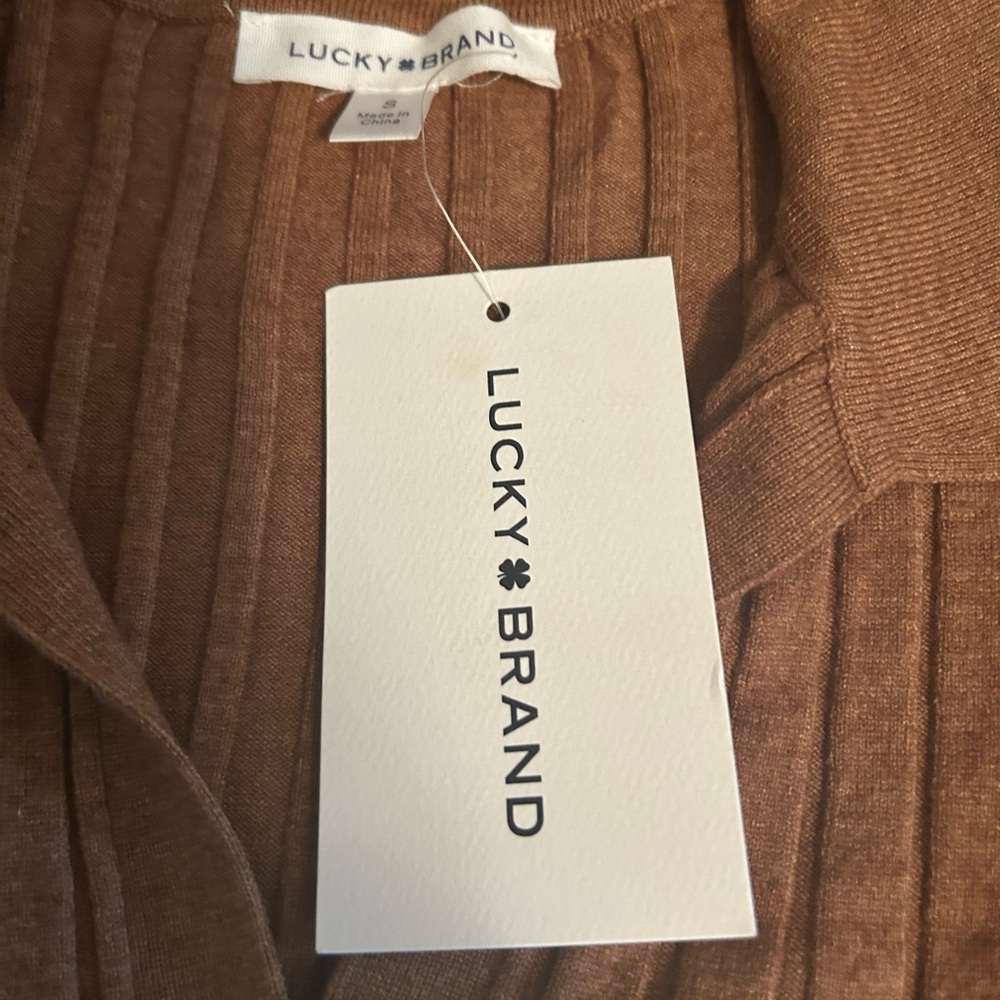 Lucky Brand Chocolate Ribbed Knit Top